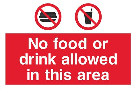 No food or drink allowed in this area — Sign Services UK