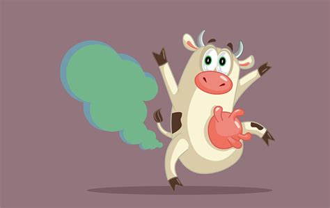 Funny Cartoon Cow Farting Vector Mascot Illustration Stock Illustration ...