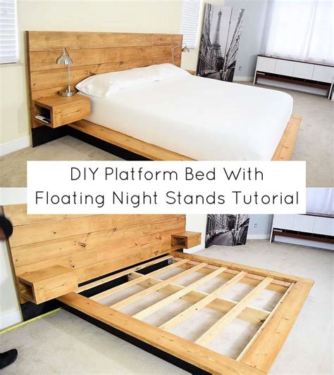 DIY Platform Bed With Floating Night Stands Tutorial Diy Platform Bed ...