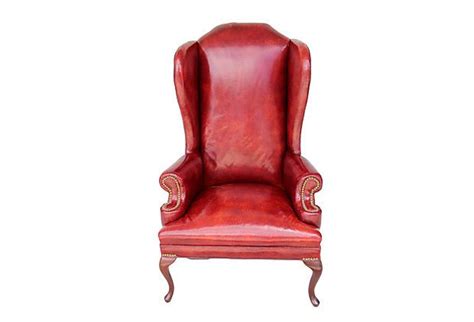 19th-C. Red Leather Wingback | Leather wingback, Red leather, Leather