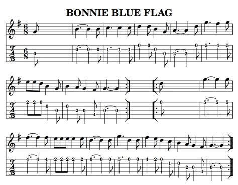 The Bonnie Blue Flag lyrics chords and sheet music - Irish folk songs