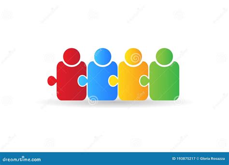 Teamwork Colorful Puzzle People Logo Icon Vector Web Image Design Stock Vector - Illustration of ...