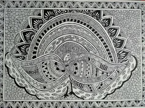 Black Peacock Madhubani Painting Painting by Tulsi Manjari Chatterjee ...