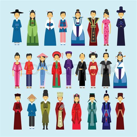 Set Of People In Traditional Asian ... | Stock vector | Colourbox