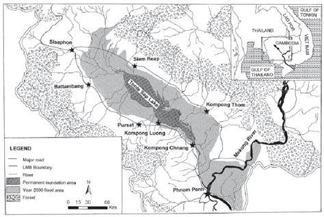 Location map for Tonle Sap Lake, indicating the extent of permanent... | Download Scientific Diagram