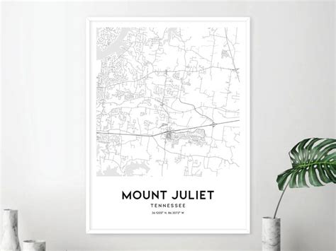 Mount Juliet Map Print, Mount Juliet Map Poster Wall Art, Tn City Map, Tennessee Print Street ...