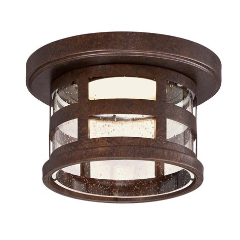 Design House Washburn Small 1-Light Rustic Bronze Integrated LED Outdoor Flush Mount Ceiling ...