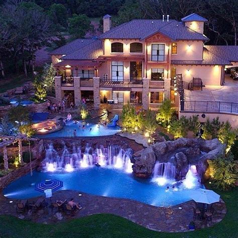 Grand pools and waterfalls befitting of this magnificent mansion Dream Home Design, My Dream ...