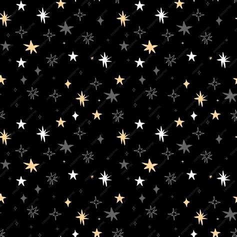 Premium Vector | Hand draw stars pattern on black background