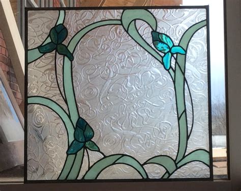 Custom Art Nouveau Style Stained Glass Iris Window