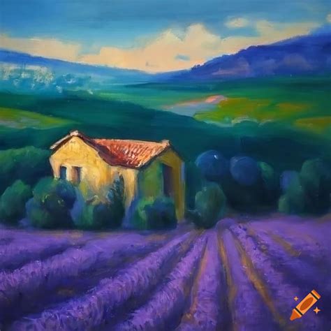 Masterpiece of a large provence landscape, frog perspective, country ...