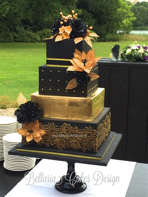 Black And Gold Wedding Cake - CakeCentral.com