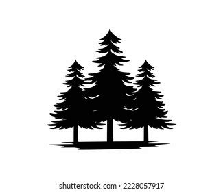 Vector Silhouette Three Pine Trees Can Stock Vector (Royalty Free) 2228057917 | Shutterstock