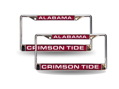 Alabama NCAA Crimson Tide Chrome Metal (Set of 2) Laser Cut License ...