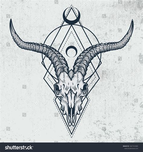 Goat Skull Ink Graphic Technique Vector Stock Vector (Royalty Free ...