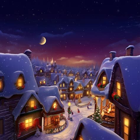 Premium AI Image | Outdoor Christmas scene small village