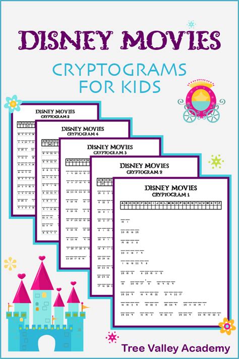 Printable Disney Movies Cryptograms - Tree Valley Academy