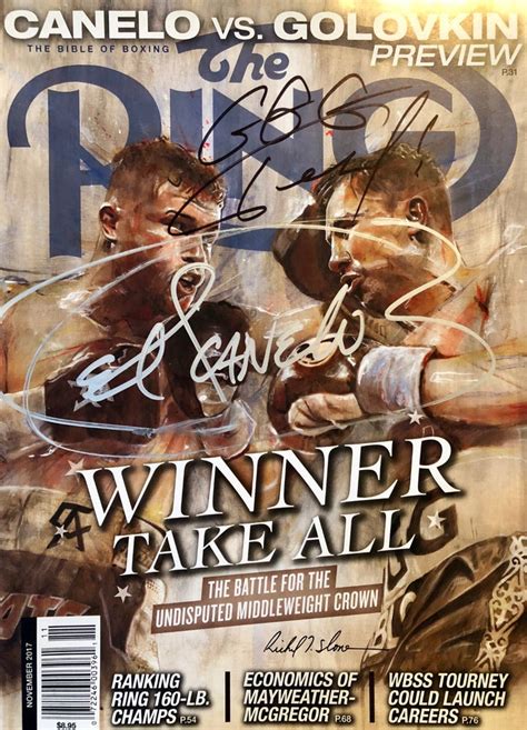 Boxers Canelo Alvarez & Gennady Golovkin Dual Autographed Ring Magazin ...