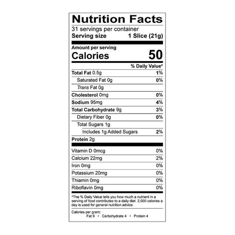 Rye Bread Nutrition Label | Besto Blog