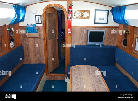 The interior of a small sailing yacht Stock Photo - Alamy