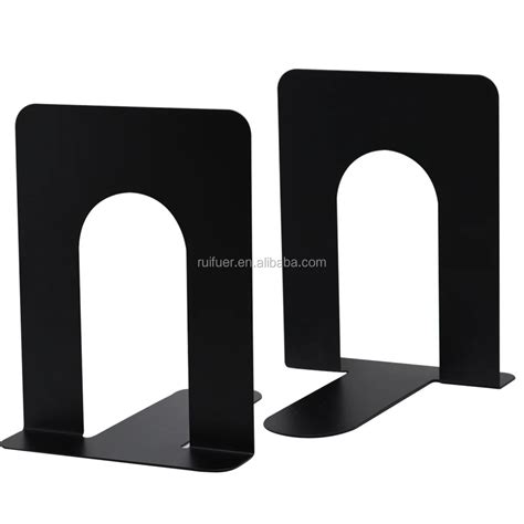 Premium Heavy Duty Black Bookends Metal L-shaped Book Ends Non Skid For ...