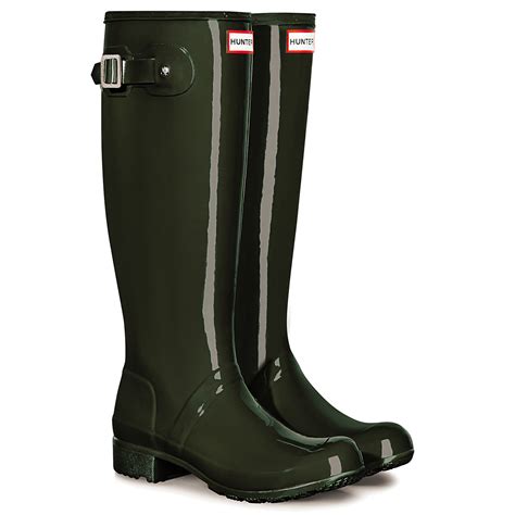 Womens Hunter Original Tour Gloss Galoshes Snow Wellingtons Rain Boots ...