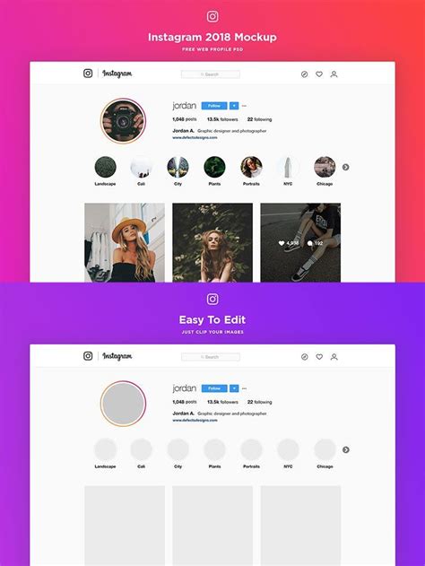 Instagram Web Profile Template - Free Download | Instagram profile ...