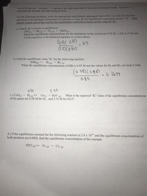 [High School: Equilibrium expressions] : r/chemistryhomework