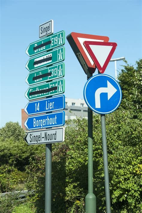 Confusing Road Direction Signs in Dutch Informing Drivers on Street ...