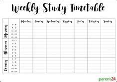 Print this weekly study timetable to help you keep track of all your ...