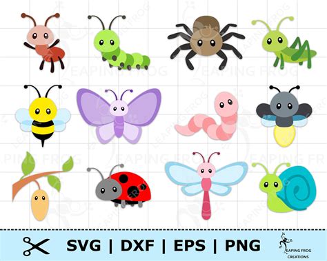Craft Supplies & Tools Clip Art & Image Files Paper, Party & Kids Funny Insect svg bugs cartoon ...