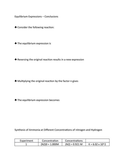 68 - Equilibrium Expressions - Equilibrium Expressions – Conclusions ...