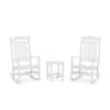 POLYWOOD Grant Park 3-Piece White Plastic Outdoor Rocking Chair Set PWS540-1-WH - The Home Depot