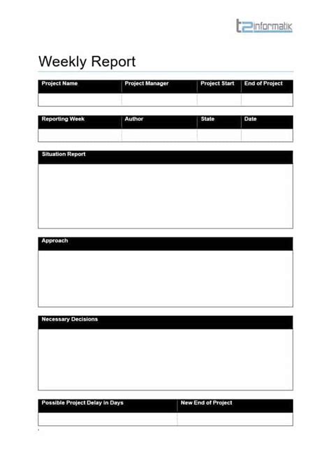 Weekly Report Template - Downloads - t2informatik