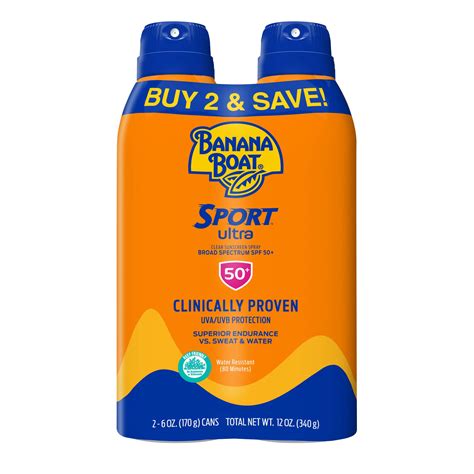 Banana Boat Sport Ultra Sunscreen Spray, Broad Spectrum, SPF 50, 6oz ...