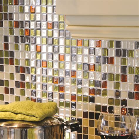 Smart Tiles Mosaic Idaho 9.85" x 9.85" Peel & Stick Wall Tile in Beige. Green & Rust & Reviews ...