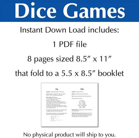 Printable Dice Game Rules Booklet for Family Game Night - Etsy