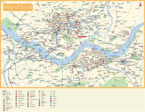 Plan et carte touristique de Seoul : attractions et monuments de Seoul