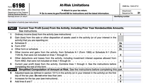 IRS Form 6198 Instructions - At-Risk Limitations