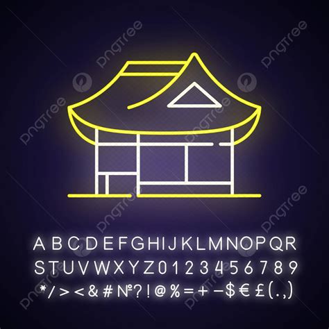 Hanok Neon Light Icon Korea Oriental Asian Vector, Korea, Oriental, Asian PNG and Vector with ...
