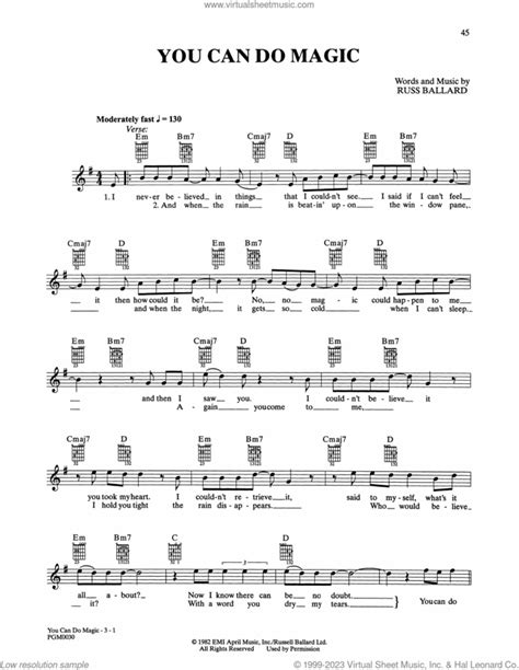 You Can Do Magic sheet music for guitar solo (chords) (PDF)