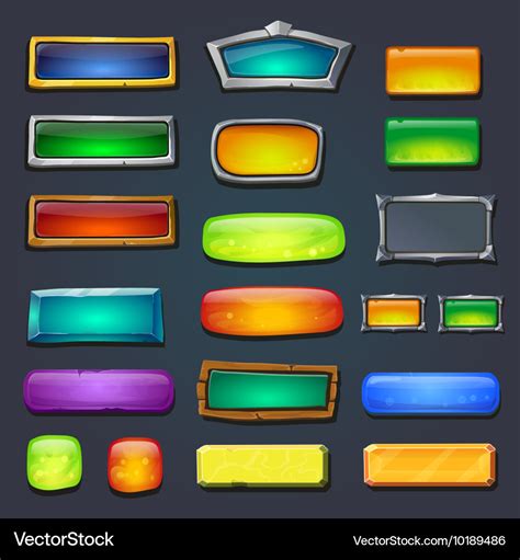 Buttons set form designed game user interface ui Vector Image