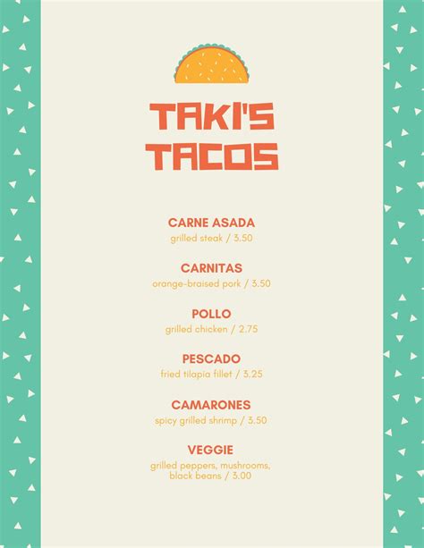 Free printable and customizable Mexican menu templates | Canva