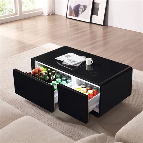 LIVTAB Smart Coffee Table with Ice Bar Inside,Wireless Charging, Outlet Protection, Mechanical ...