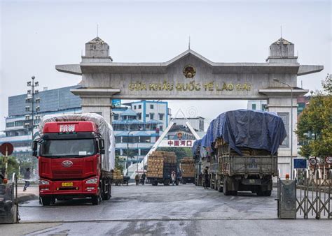 Vietnames Side Of The Border Crossing With Hekou, China. Editorial ...