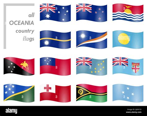 collection of flags from all national countries of Oceania and Australia Stock Vector Image ...