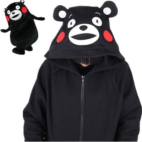 KUMAMON Anime Hooded Hoodies Black Bear With Ear Cute Kawaii Cosplay Clothing Harajuku ...