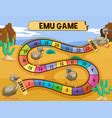 Boardgame template with emu in the field Vector Image