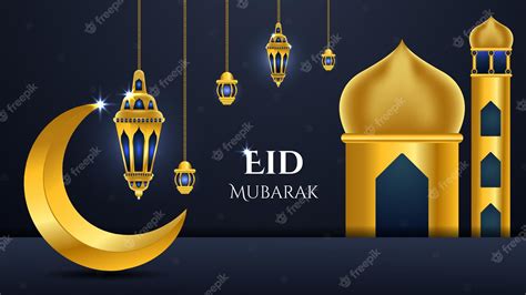 Premium Vector | Realistic Eid Greeting Horizontal Islamic Background