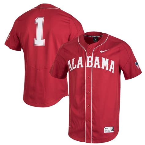 Men's Nike Crimson Alabama Crimson Tide Full-Button Vapor Performance Baseball Jersey | Official ...